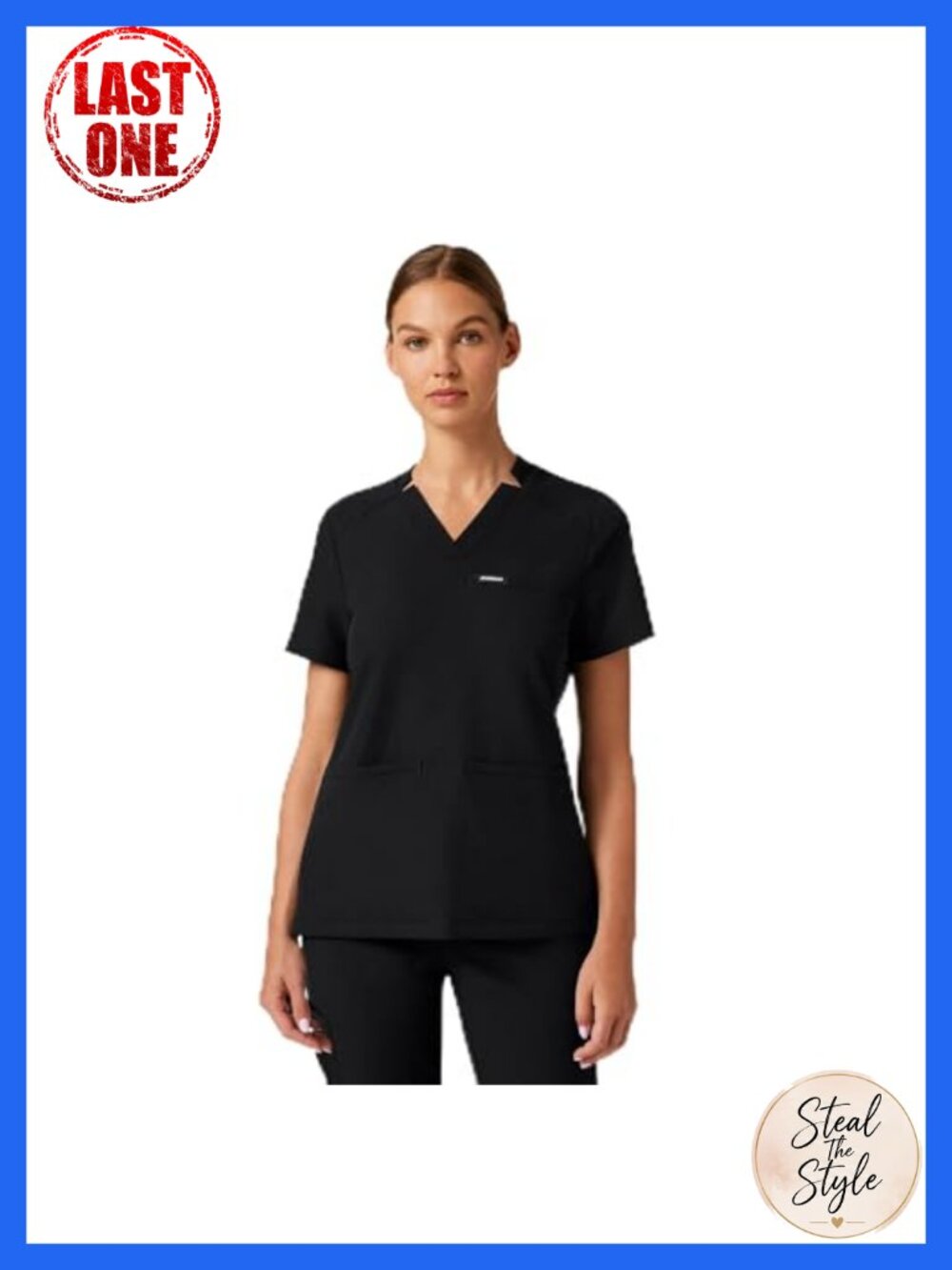 Slim Fit V-Neck 3-Pocket Scrub Top Woven 4-Way Stretch
